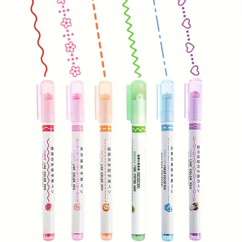 

Colored Curve Pens Curve Highlighter Pen Set, Colored Pens with 6 Different Shapes, for Writing Drawing