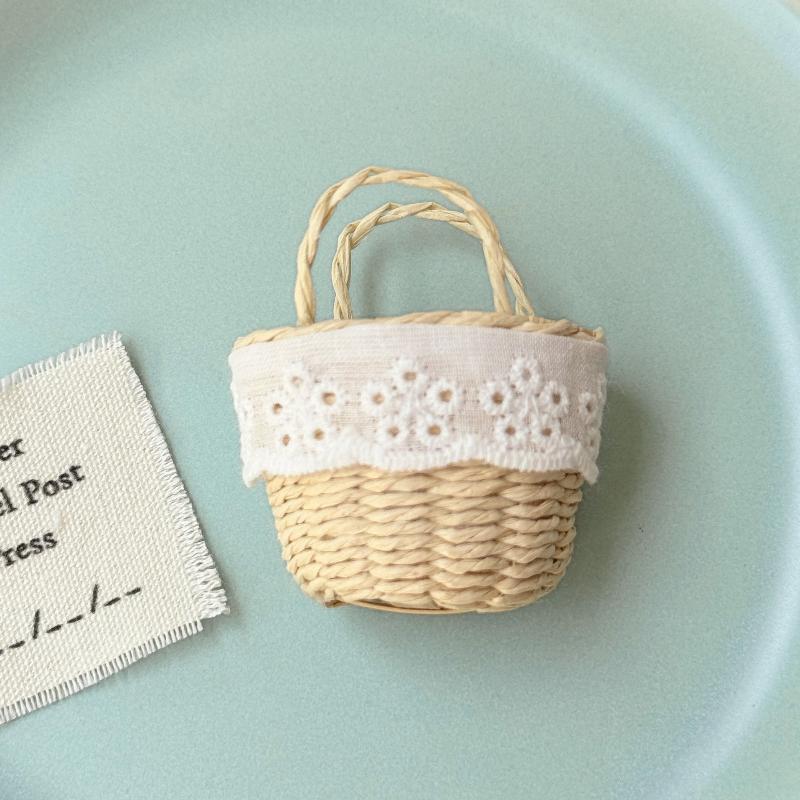 

1:12 Кукольный домик Миниатюрная Мини Ротанговая Корзина Декоративная Корзина Мебель Домашняя Модель Декор Игрушка Аксессуары для Кукольного Домика бежевый