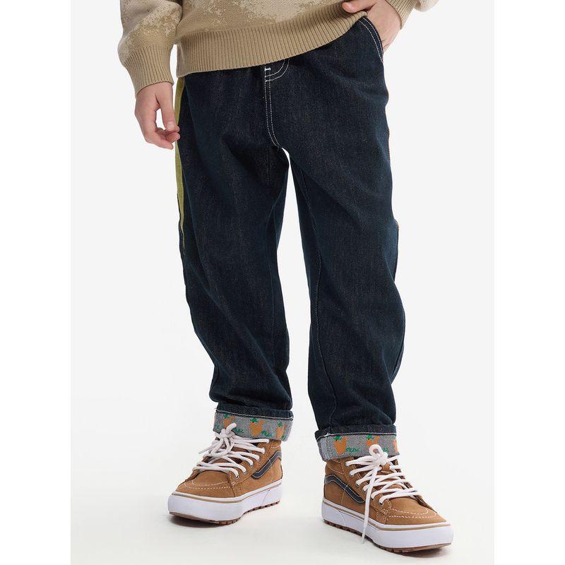 

[Anti-Fading] Mqd Boys Loose-Fitting Jeans, Spring and Autumn Casual Pants, Kidsren s Contrasting Color Denim Pants Dark Denim Blue B 110