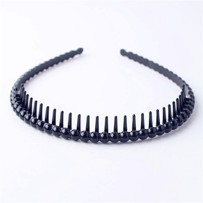 Men's & Women's Black Wave Headband: Sporty, Simple, with Teeth for Slicked Back Hair and Face Washing.