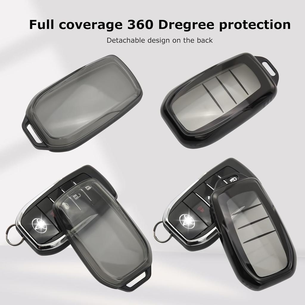 2-Pack For Toyota Key Fob Cover With Keychain Key Case Fits -2025 Grand Highlander Camry RAV4 Prime Land Cruiser Corolla Cross Tundra Tacoma Sequoia