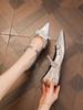 Shallow Single Shoes Women's 2025 Autumn New Heightening Rhinestone Super Foreign Style Word Belt French Mary Jane Women's Single Shoes