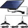 Solar Pendant Light Upgraded Double Bulb Lights IP65 Waterproof Dusk to Dawn Auto Lamp with Remote Controller For Outdoor