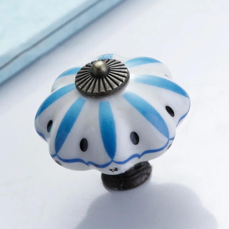 1Pcs Garden American Pumpkin Handpainted Single Hole Ceramic Handle Cabinet Drawer Door 40Mm