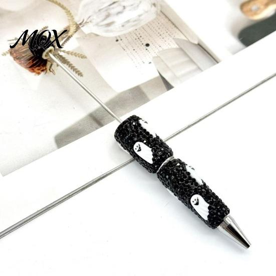 Funny Pumpkin Pen Rhinestone Beadable Pen, Glitter Plastic Beaded Halloween Ghost Skull Writing Gel Ink for DIY Craft Making, School Office Supplies
