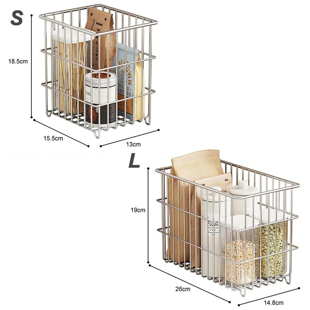 New Stainless Steel Kitchen Drain Basket Large Capacity Space-saving Wire Snack Organizer Square Household Multi-Functional Rack