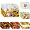 Autumn Harvest Placemats Sunflower Pumpkin Fall Leaves Printing Cozy Seasonal Table for Dining High Tea Wedding Decoration
