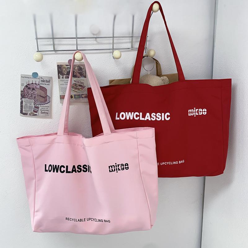 2025 New Solid Color Letter Print Large Capacity Shoulder Bag Tote Bag