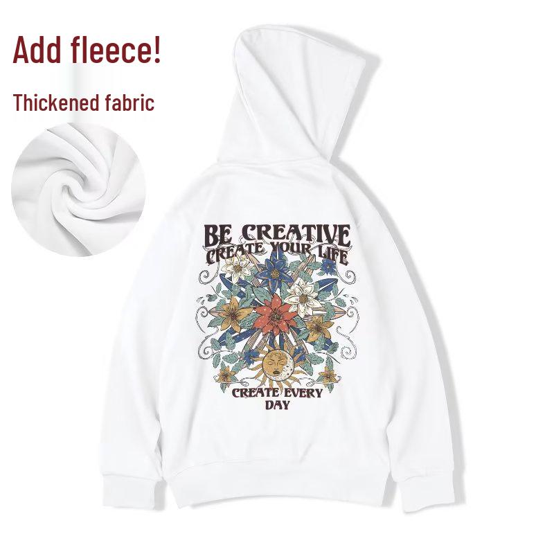 Trendy Fleece-Lined Plus Size Hoodie for Men, Loose Fit, Spring/Autumn Outerwear