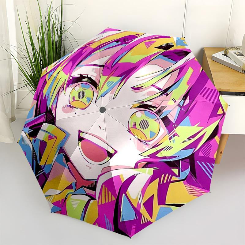 

1pc Colorful Anime Character Outdoor Umbrella - Automatic Opening/Closing, Portable 3-Fold Design, 8-Bone Iron Frame - Perfect Gift for Fans, Tra