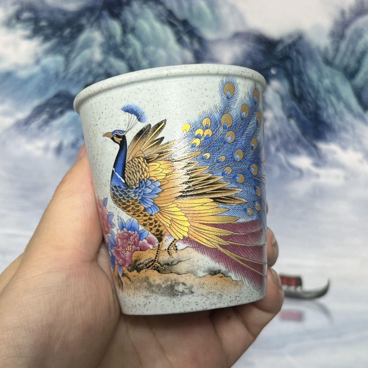 

100ml Yixing Purple Clay Peacock Teacup Aesthetic Tea Bowl Cute Cup Tea-tasting Smelling Cup Chazhan Master Cups Drinkware Gift