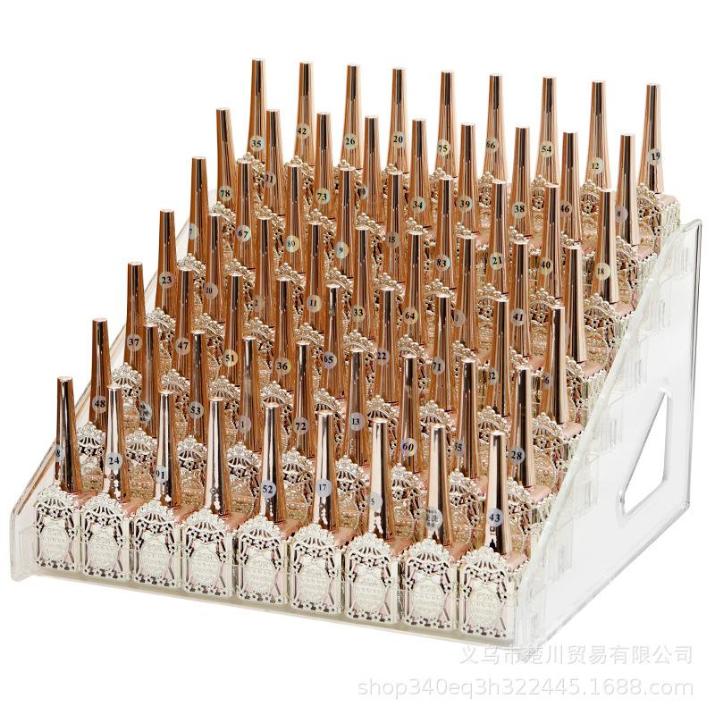Acrylic Nail Polish Display Stand - Transparent, No-Assembly Cosmetic Storage Rack for Salons