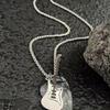Metal Chain Guitar Pick Pendant Necklace Music Inspired Titanium Steel Jewelry for Streetwear Looks and Gift Giving