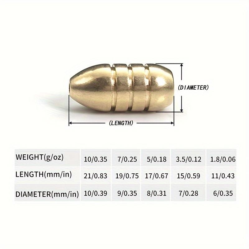 1set/25pcs Bullet Copper Set, Texas Fishing Set Accessory Combination Lua Accessories Pure Copper Counterweight, 5 Sizes Fishing Gear Supplies