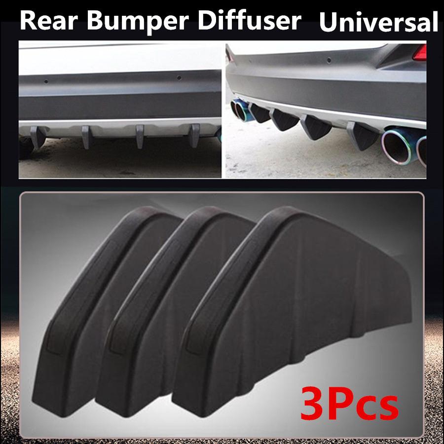 Universal 3Pcs Rear Bumper Diffuser Molding Point Garnish Black Red For All Car