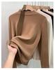 Women's Lyocell Tencel Round Neck Base Layer, Thickened Velvet Wool-Silk Long Sleeve Top for Autumn/Winter