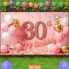 2D 30th Birthday Photography Backdrop Pink Gold Balloon & Confetti Party Background