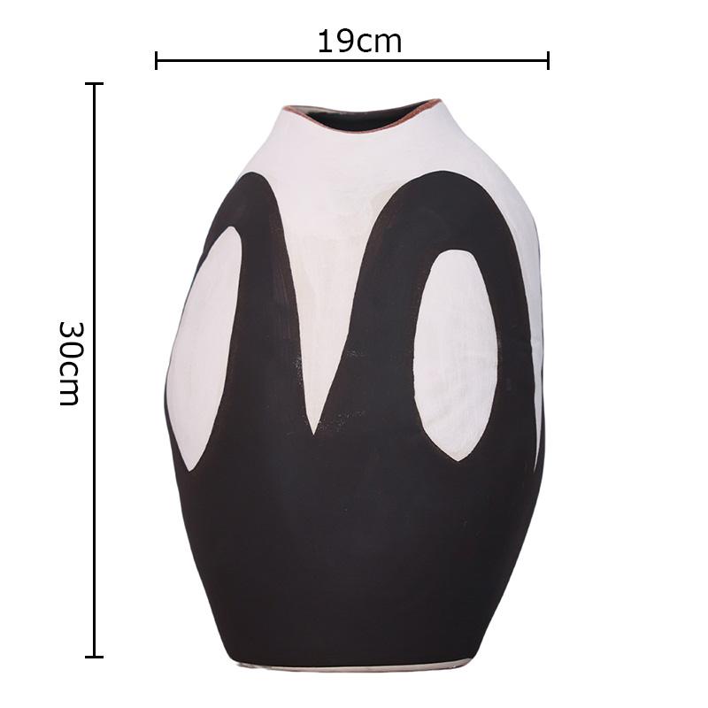 Abstrakte Schwarz-Weiß Keramikvase Kreative Blumentöpfe Schreibtischdekoration Blumenarrangement Florale Vasen Raum Ästhetische Deko