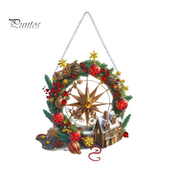 Vánoční přívěsek z drahokamu Závěsný Santa Sněhulák Ozdoba na strom DIY Oboustranné umění z drahokamu na stěnu Dveře Okno Dekorace krbu