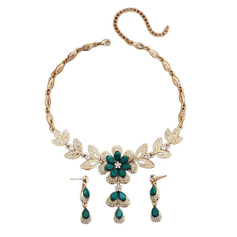 Europeisk & Amerikansk Mode Lätt Lyx Vattendroppe Blomma Halsband & Örhänge Set - Elegant & Utsökt