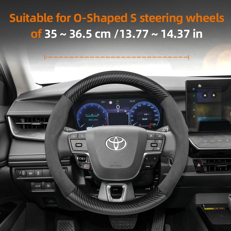 Suitable for Toyota Suede Matte Carbon Fiber Texture Steering Wheel Cover Suitable for Chr Yaris Auris Rav4 Corolla Hilux Wish Roomy Aqua Priu