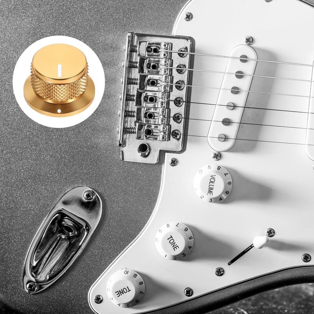 Uxcell 4pcs Aluminum Knobs Inch Volume Tone Control Top Hat Knobs for Guitar Mixer Amplifier Gold 1/4