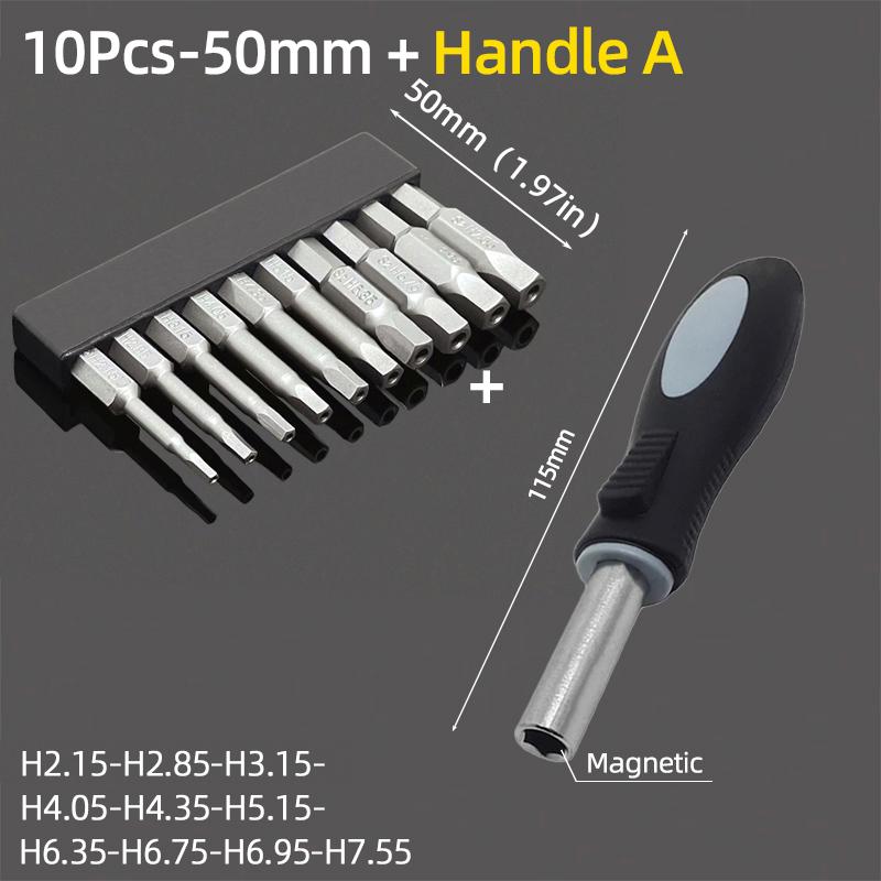 Set de biți magnetici pentagonali cu gaură Hex 1/4" Oțel S2 50mm Security Torx Biți de găurit Cheie cu clichet Unelte de mână