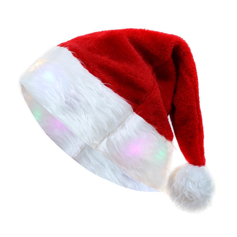 Colorful Light-Up Plush Christmas Hat for Adults – Festive & Warm Party Decoration