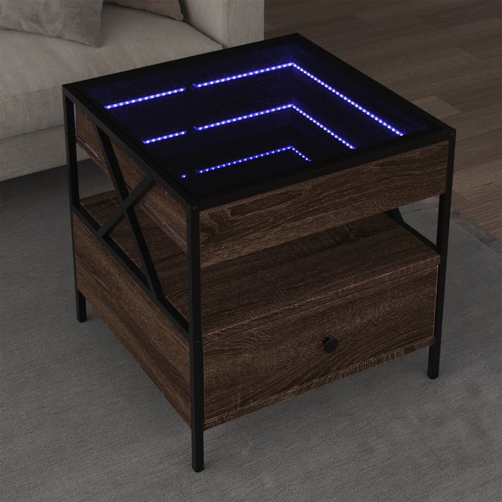 Infinity LED Coffee Table Brown Oak Effect 50x50x51 cm