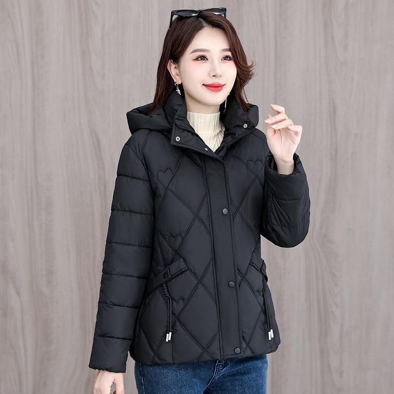 

Winter down cotton cotton-padded clothes women s warm cotton jacket new fashionable solid color removable hat short top 4XL чёрный