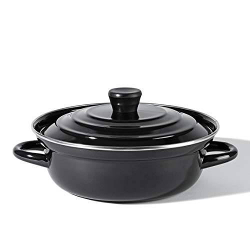 Pearl Metal Enamel Tabletop Pot, 20cm, Induction Compatible, Limited Edition, All Black, BLKP, AZ-5060