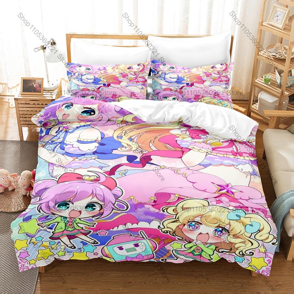 Idol Time Pripara Bedding Set Duvet Cover + 2 Pillowcases Sparkle Idol Stage Cute Magical Girl Anime Bedroom Decor