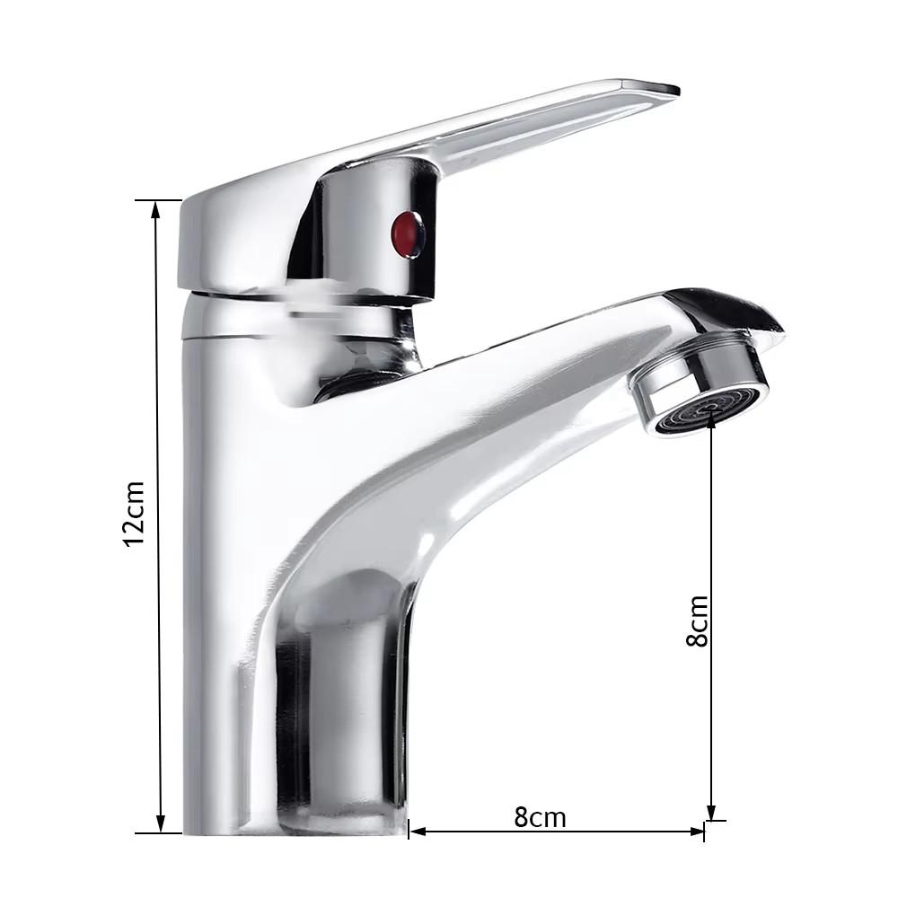Chrome Bathroom Basin Faucet Single Hole Deck Mount Mixer Faucet Kitchen Sink Hot and Cold Water Faucet with G1/2 Hose