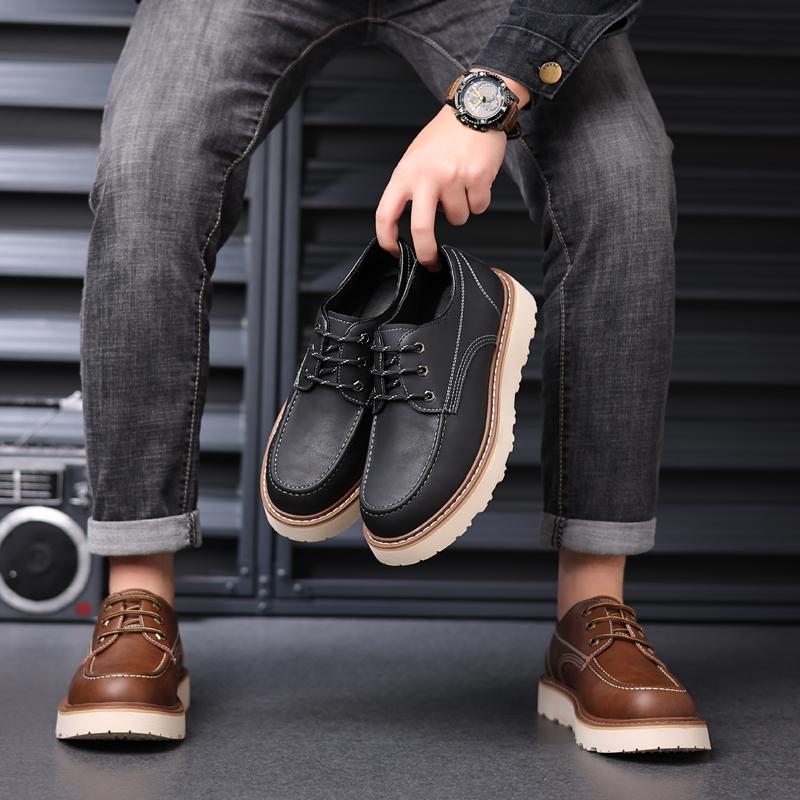 Casual High Quality Men's Shoes Lace Up Leather Casual Shoe Outdoor Comfortable Lined Fashion Shoes Men's Shoes