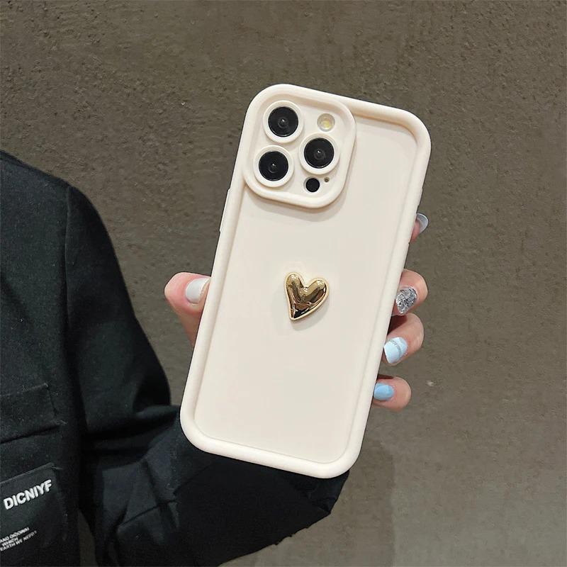 Gold Heart Phone Case for Apple iPhone 13ProMax/14/15/16e/17