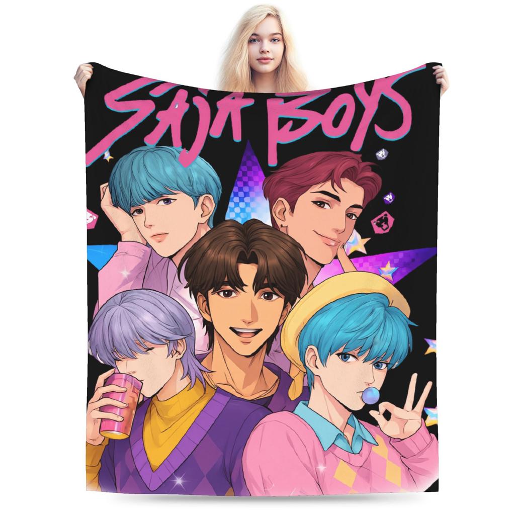 Saja Boyband Kpop Dämonenjäger Decke Weich Warm Neuheit Plüsch Überwurfdecke Für Kinder Draußen Flanell Bettdecke Bettbezug