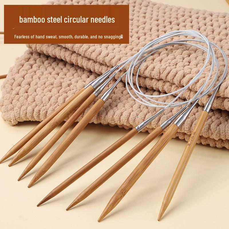 Bamboo & Stainless Steel Circular Knitting Needles - Handmade Tools for Sweater, Yarn, Crochet, and Straight Needles.