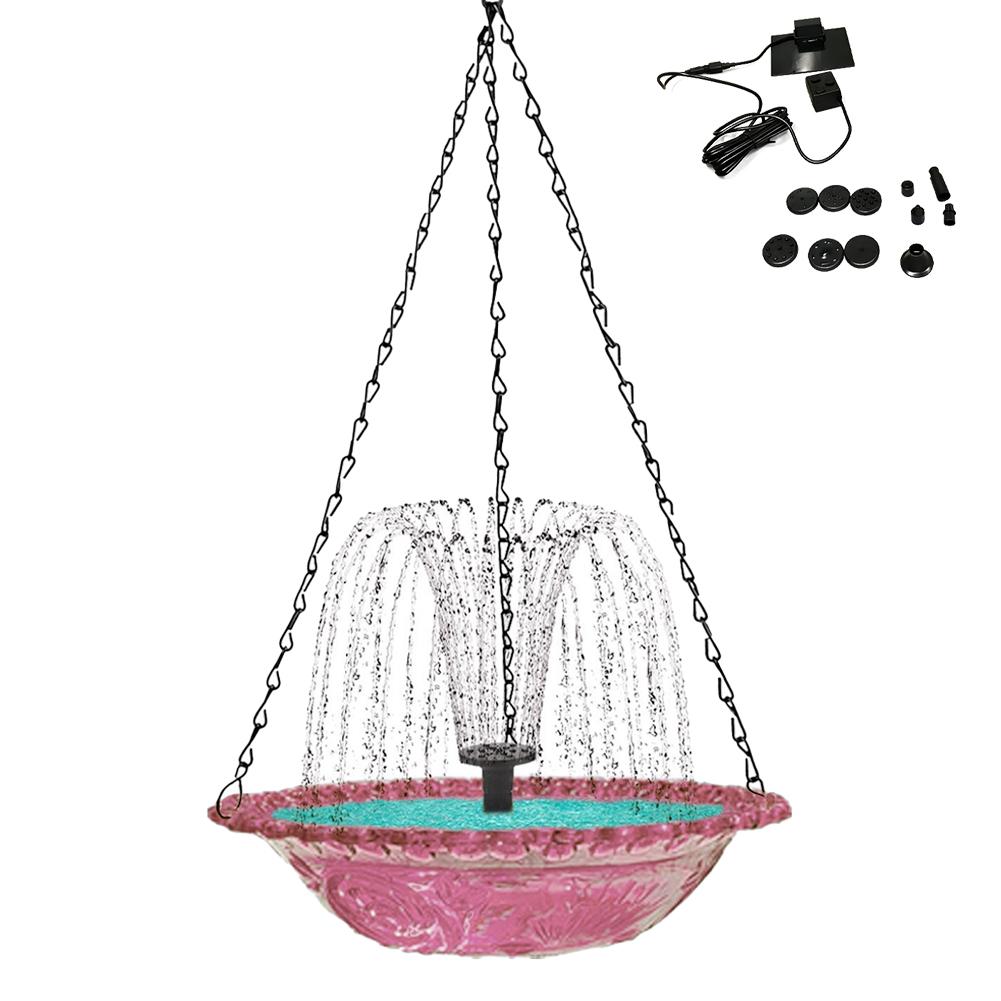 Cascade Hanging Bird Bath Fountain Hanging Solar Powered Hummingbird Bath Bowl For Garden Bird Feeder Supplies Garden Decor