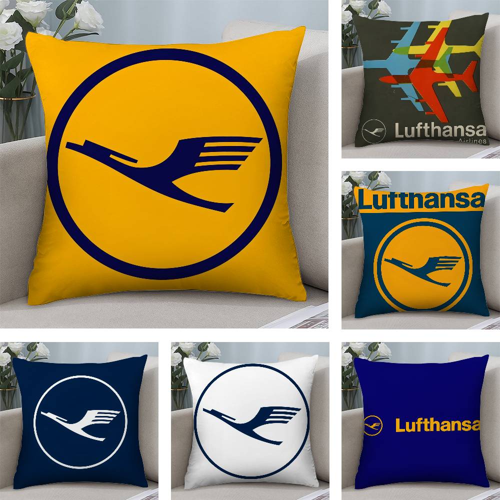 Pillow Case L-Lufthansa German Airlines Sofa Short Plush Double-sided HD Printing Room Home Office Gift Cushion Cover