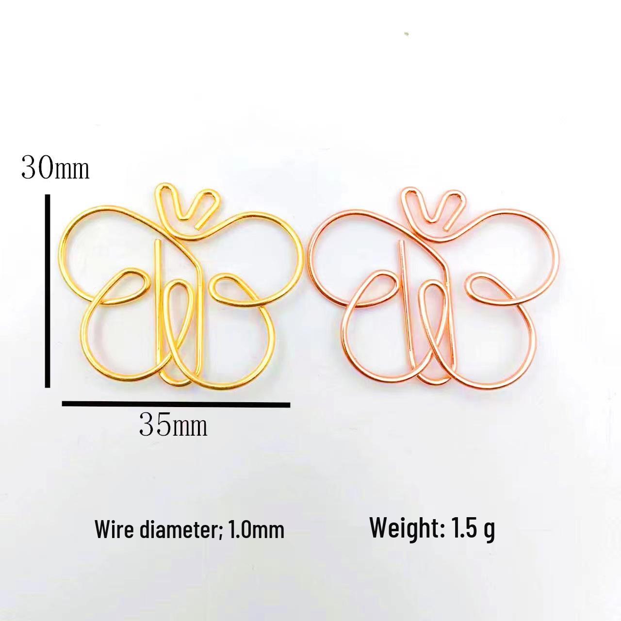 Insect Series Extra Large Irregular Heart Paperclips - Gold & Rose Gold Colors Butterfly золотой