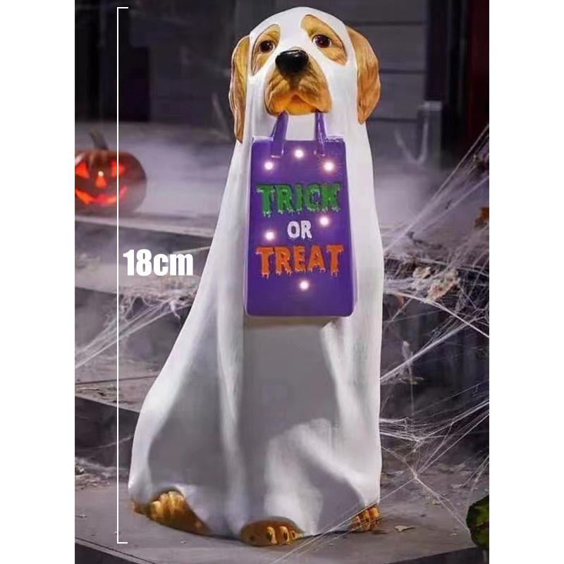 Halloween Dog Cat Statues Festival Theme Ghost Dog Candy Bowl Holder Multifunctional Anti Fading Festival Party Decoration Gift