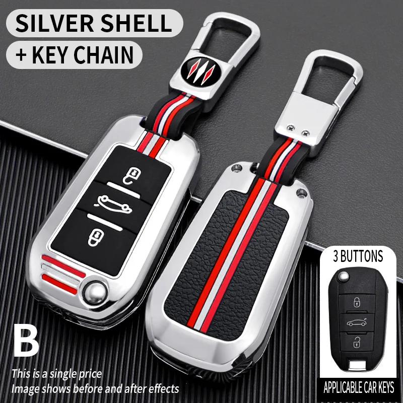 3 Bottons Metal Car Key Cover Fob Case Shell For Peugeot 2008 3008 308 408 508 4008 5008 For Citroen C4 C6 C3-Xr