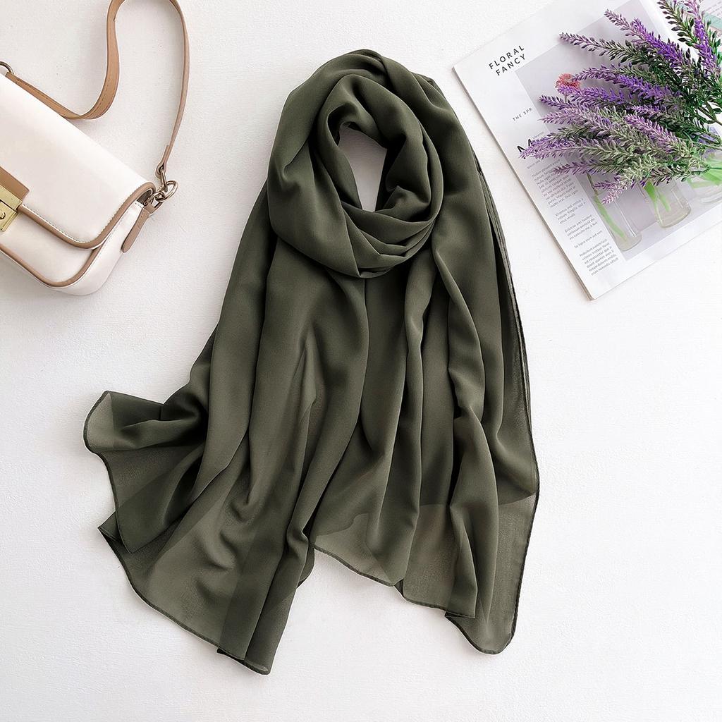2025 New Elegant Modest Women Bubble Chiffon Solid Color Muslim Head Scarf Ladies Shawl and Wrap Female Foulard Hijab Stoles
