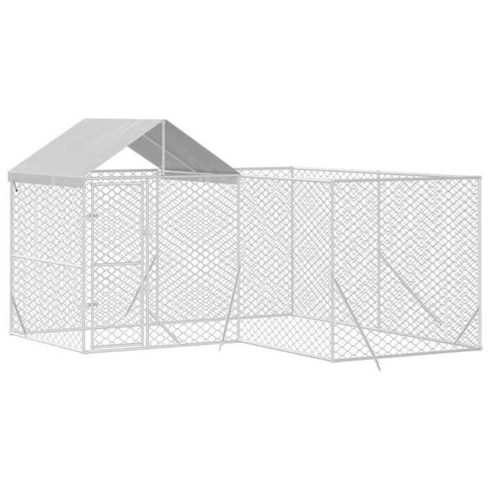 VidaXL Chenil d'extérieur pour chiens avec toit argenté 4x4x2,5 m 3190470