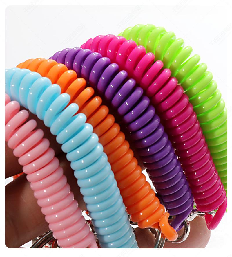 1Pc High Elastic Plastic Anti-lost Phone Cable Spring Rope Key Chain Bag Mobile Phone Lanyard Keychain Color Spring Rope