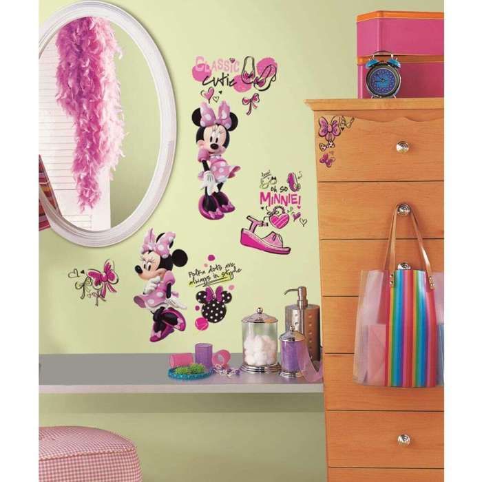 Stickers repositionnables Minnie fashionista, Disney rose