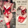 Erotic lingerie sexy deep V suspender onesie seduction cos female live streaming host christmas uniform