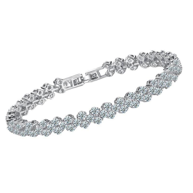Elegant Heart Shape Bracelet Women With Full Zircon Rhinestone Embellishment Lightweight Luxury Layering Jewelry
