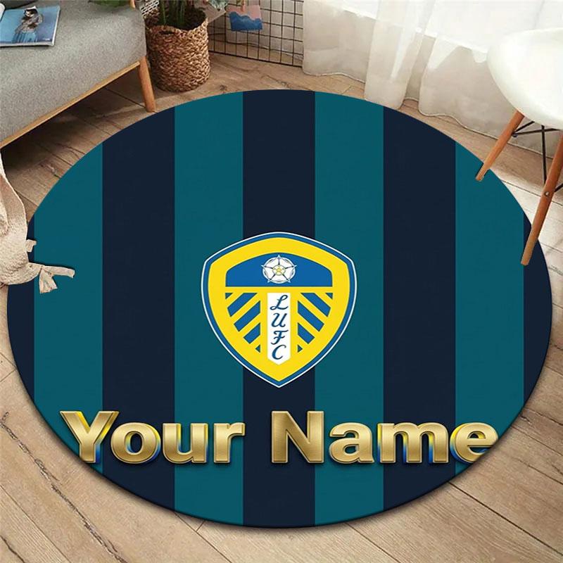 Leeds United Custom Name Round Area Rug,Carpet Rug for Living Room Bedroom Sofa Playroom Decor,Non-slip Floor Mat