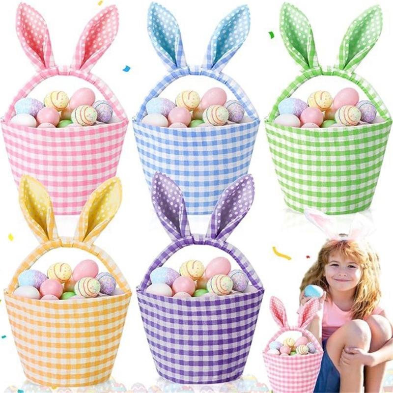 Portable Hanging Easters Decors Basket Rabbits Shape Easters Organizers  Basket For Kids Room Decors And Gift Presentation